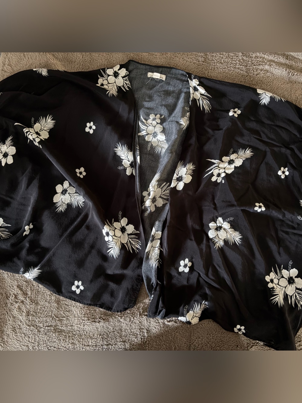 Garage Black Floral Kimono Blouse